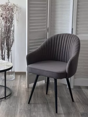 Стул ШЕЛЛ 360 град. поворот. цвет B28 Темно-серый, велюр / черный каркас