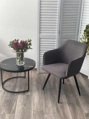 Стул ФОРТ (FORT) 360 град. поворот. цвет B28 Темно-серый, велюр / черный каркас