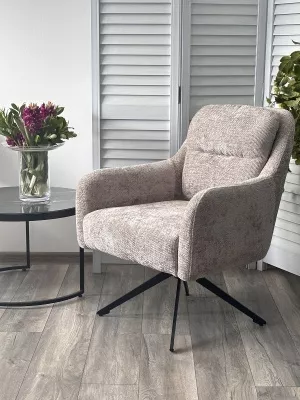 Кресло поворотное SHADE 360 град., ткань HAGA30, цвет светло-бежевый / черный каркас, ®DISAUR