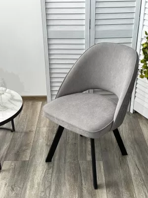 Стул ДУНА (DUNA) 360 град. поворот. B22 Серый, велюр / черный каркас