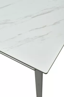 Стол CREMONA 140 KL-99 Белый мрамор матовый, итальянская керамика / черный каркас, ®DISAUR