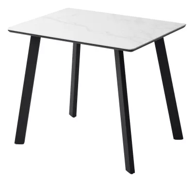 Стол ТИК ТАК 90  цвет Белый мрамор MATTE, керамика / Черный каркас