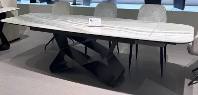 Стол ABSALON 180 ICE AGATE, керамика, стекло / Шоколадное золото каркас, ®DISAUR