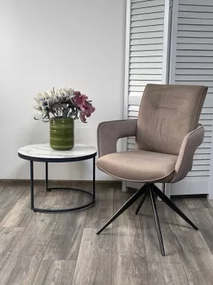 Стул КИННЕТ (KINNET) 360 град. поворот. цв ШОКОЛАД MOHAIR-440/ CASTEL-20, ткань/ Тем.-серый, ®DISAUR