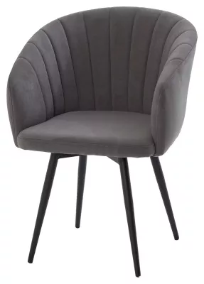 Стул МИШЕЛЬ 360 град. поворот. цвет B28 Темно-серый, велюр / черный каркас