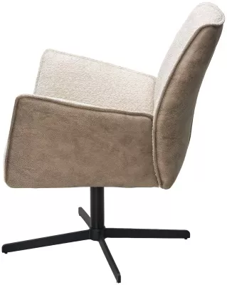 Кресло БЕЛФАСТ (BELFAST) 360 град. XD841-02 Бежевый, букле/ GINO-101 Бежевый, ткань/ Черный, ®DISAUR