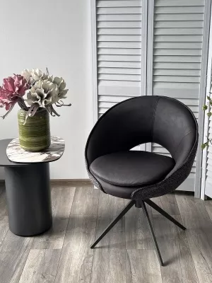 Стул АНАБЕЛЬ (ANABEL) 360 град. поворот Черный  Maison 99# / OTE COBBLE 457 / серый каркас, ®DISAUR