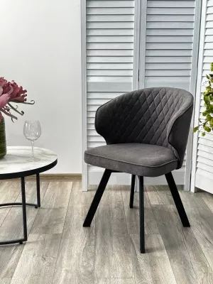 Стул СКАТ (SKAT) 360 град. поворот. цвет B28 Темно-серый, велюр / черный каркас
