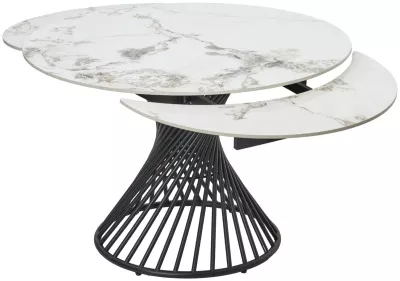 Стол БУЕНО (BUENO) 120 цвет МРАМОР (GLOSS GOLDEN JADE SOLID CERAMIC) / ЧЕРНЫЙ, ®DISAUR