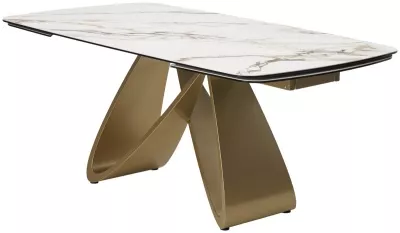 Стол PALACIO 180  KL-188 Контрастный мрамор матовый, итальянская керамика/ Шампань, ®DISAUR