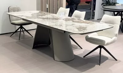 Стол STEFAN 180 GLOSS LUXURY PANDORA керамика, стекло/ каркас латте, ®DISAUR