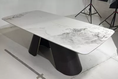 Стол SELTA 200  Белый мрамор CA071, керамика / Дуб/Золотой, ®DISAUR