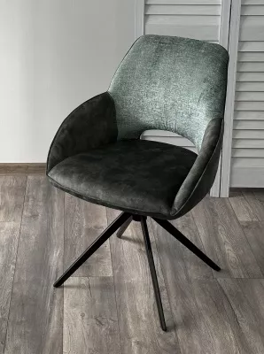 Стул БЕРРИС  (BERRIES) 360 град., Зеленый Loris-39 /тем-зеленый 7525-156, велюр/ черн каркас, DISAUR