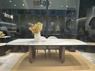 Стол ВЕСТБЕРГ (WESTBERG) 180 КАЛАКАТТА (GLOSS CALACATTA GOLD SOLID CERAMIC) / Орех натур, ®DISAUR