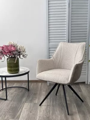 Стул BREVIS 180 град. поворот. XD841-02 Бежевый, букле/ GINO-101 Бежевый, ткань/ Черный, ®DISAUR