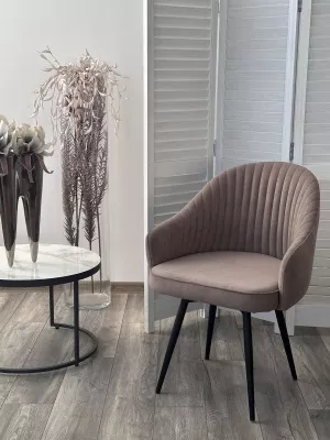 Стул ШЕЛЛ 360 град. поворот. цвет B5 Капучино, велюр / черный каркас