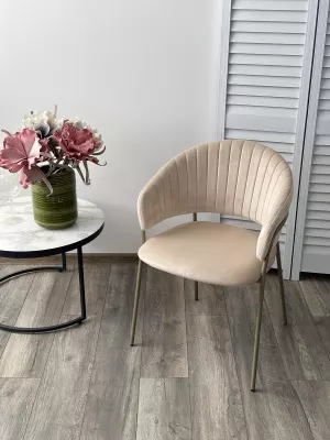 Стул ГЕММА, цвет H-06 Бежевый, велюр / шампань каркас