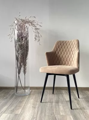 Стул ГЕРМАН (HERMAN) 360 град. БЕЖЕВЫЙ #5, велюр / черный каркас