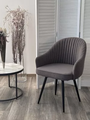 Стул ШЕЛЛ 360 град. поворот. цвет B28 Темно-серый, велюр / черный каркас