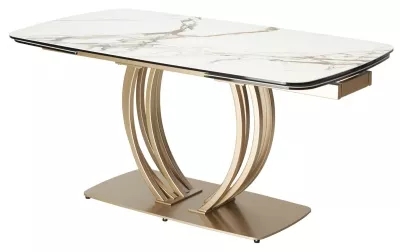 Стол MATERA 160 KL-188 Контрастный мрамор матовый, итал. керамика/ каркас цвета шампань, ®DISAUR