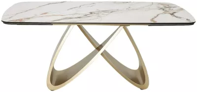 Стол PALACIO 180  KL-188 Контрастный мрамор матовый, итальянская керамика/ Шампань, ®DISAUR