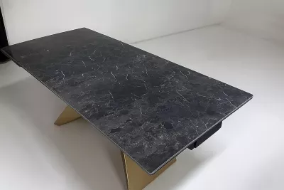 Стол ALES 180 BLACK GRAVE SOLID CERAMIC, керамика / бронзовый, ®DISAUR