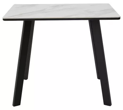Стол ТИК ТАК 90  цвет Белый мрамор активный, керамика / Черный каркас
