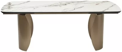 Стол BRONTE 200 раскладной KL-188 Контрастный мрамор матовый, итальянская керамика/ Шампань, ®DISAUR