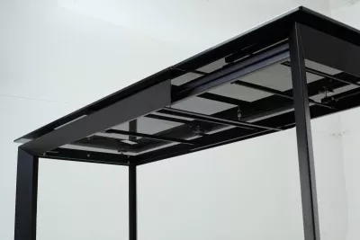 Стол CREMONA 140 KL-99 Белый мрамор матовый, итальянская керамика / черный каркас, ®DISAUR