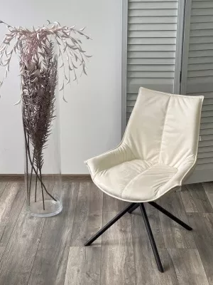 Стул ОСЛО Atmocfera 010 Бежевый / Orakul 160 Белый / Черный каркас M-City