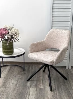 Стул NURI 180 град. поворот. 3018-10 бежевый, шенилл/ черный каркас, ®DISAUR