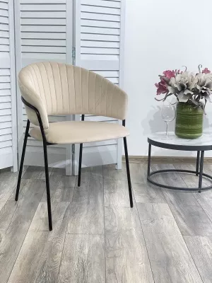 Стул ГЕММА, цвет H-06 Бежевый, велюр / черный каркас