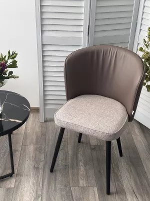 Стул МОНЕ цвет Бисквит ROVENA BISCUT  ткань / ORAKUL 290 экокожа / Черный каркас