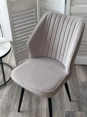 Стул РОССО 360 град. поворот. цвет B22 Серый, велюр / черный каркас