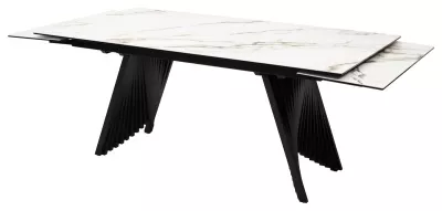 Стол ИВАР (IVAR) 180 цвет KL-188 Контрастный мрамор, итальянская керамика / ЧЕРНЫЙ, ®DISAUR