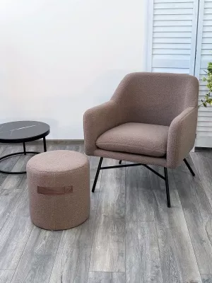 Пуф для гостиной HARTA NINI-02 Тауп, teddy  / TKS-03 темно-коричневый, экокожа М-City