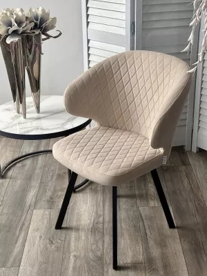 Стул ХИЛТОН 360 град., цвет B03 Бежевый, велюр / черный каркас