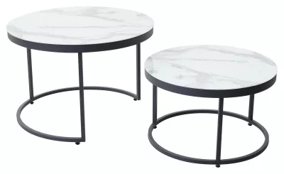 Журнальный столик Эрвин (комплект) Белый мрамор, стекло/ каркас графит, M-city