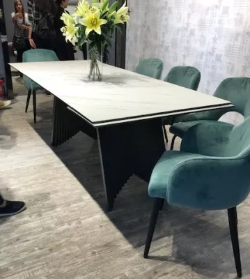 Стол IVAR 180 MARBLES KL-99 Белый мрамор, итальянская керамика/серый, ®DISAUR