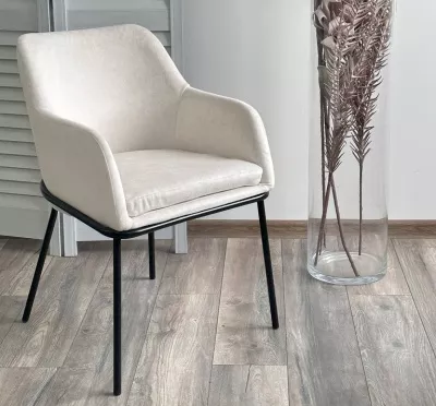 Стул АЛИСТЕР, цвет RAIN 1 молочный велюр / черный каркас