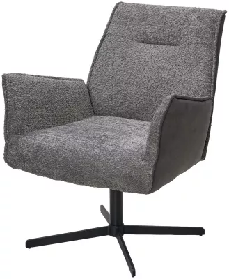 Кресло БЕЛФАСТ (BELFAST) 360 град. XD841-16 Серый, букле/ GINO-457 Серый, ткань/ Черный, ®DISAUR