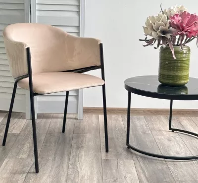 Стул ДИЛЛ, цвет H-06 Бежевый, велюр / черный каркас