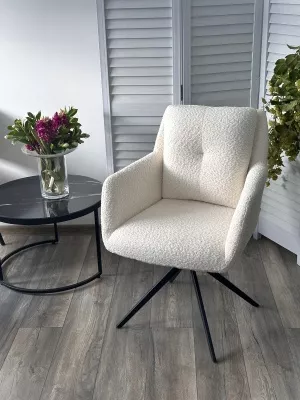 Стул MEADOW 360 град. поворот. Белый XD841-01, букле / черный каркас, ®DISAUR