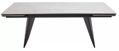 Стол ШЕРЛ  200 цвет ОНИКС (CRYSTAL ONIX BIANCO), керамика / Черный каркас