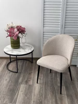 Стул GLORIA White CHACHA-140,  ткань/ черный каркас, ®DISAUR