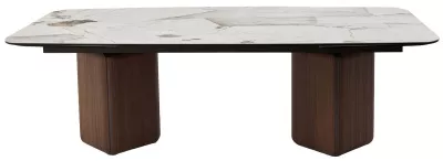 Стол ТЕРРА (TERRA) 240-360 Бежевый мрамор TL-331, испанская керамика / орех, ®DISAUR
