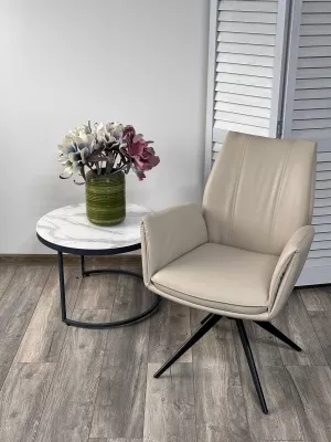 Стул YOZEF 360 град. поворот. HF017-02 Бежевый, экокожа / Черный, ®DISAUR