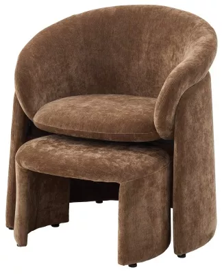 Кресло+оттоманка ХАГ (HUG) AT5139-13 Коричневый, ткань/ каркас металл в обивке, ®DISAUR