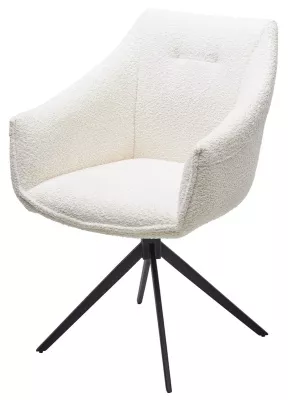 Стул КЛАУДС (CLOUDS) 360 град. поворот. Белый Wales 101, букле/ черный каркас / Товарный знак DISAUR