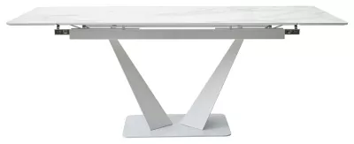 Стол Ниагара 140 БЕЛЫЙ МРАМОР, стекло / БЕЛЫЙ, М-City